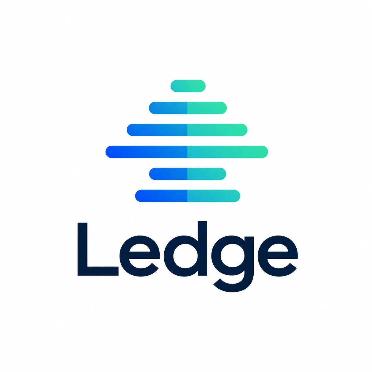 Sleek logo for a fintech company "Ledge", abstract upward arrow formed from stacked horizontal bars, gradient blue to teal, white background — GPT Image 2