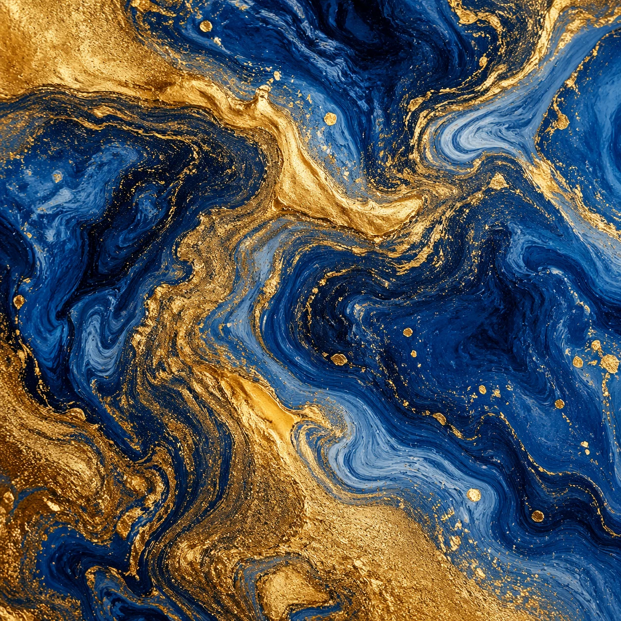 Abstract fluid art with swirling gold and deep blue pigments, high-resolution texture detail — GPT Image 2