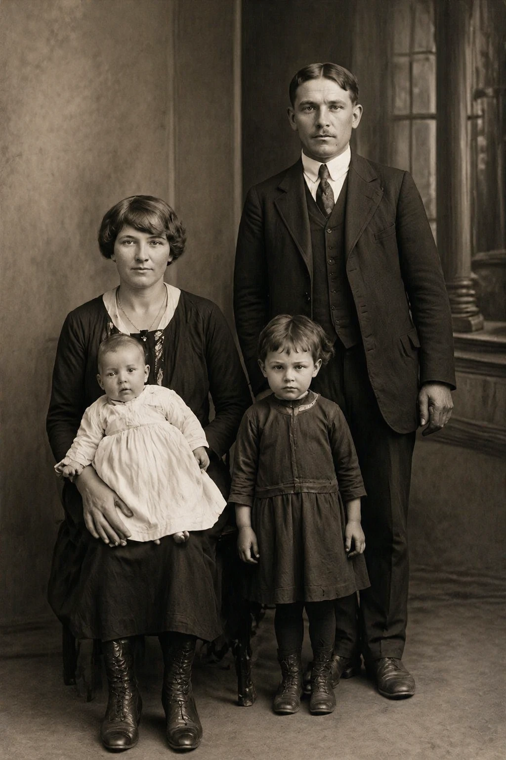 restore old damaged photo, remove scratches tears and stains, enhance sharpness and details, fix fading, natural realistic result — GPT Image 2