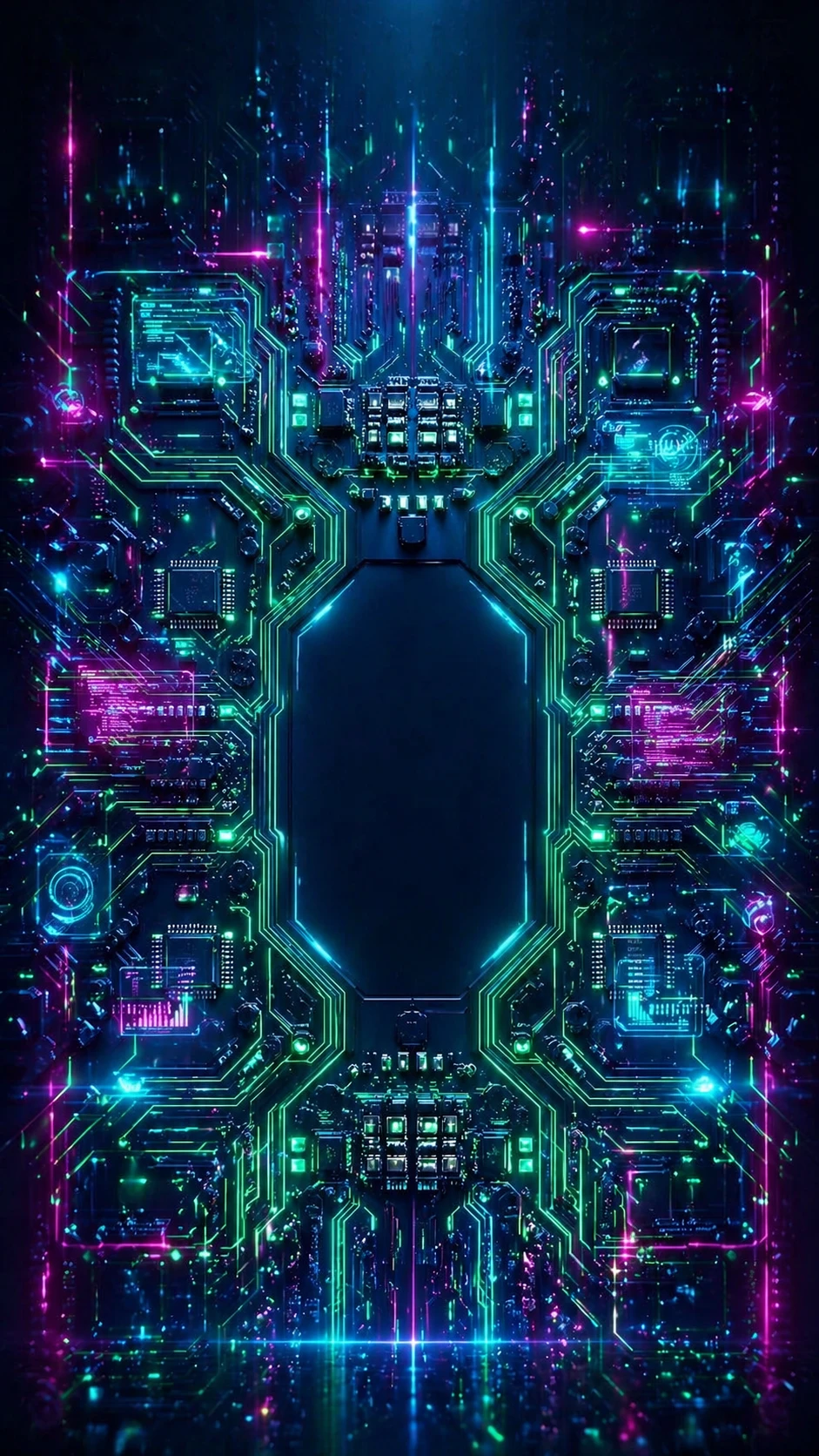 Introduce holographic projections of digital interfaces and floating data streams in cyan and magenta, add subtle particle effects and lens flares for — GPT Image 2