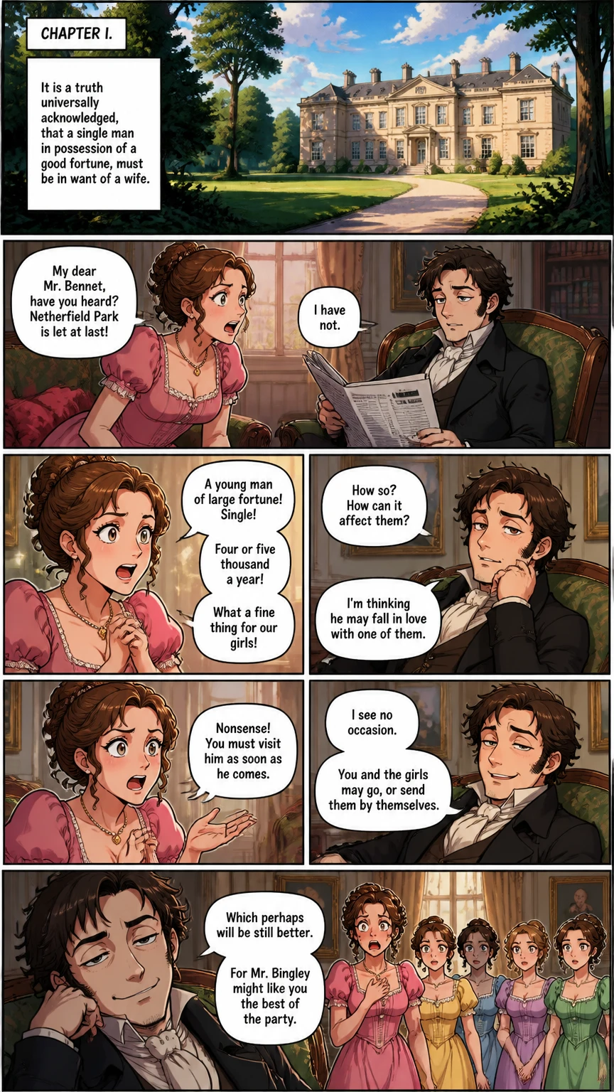 Demo comic page from PRIDE & PREJUDICE