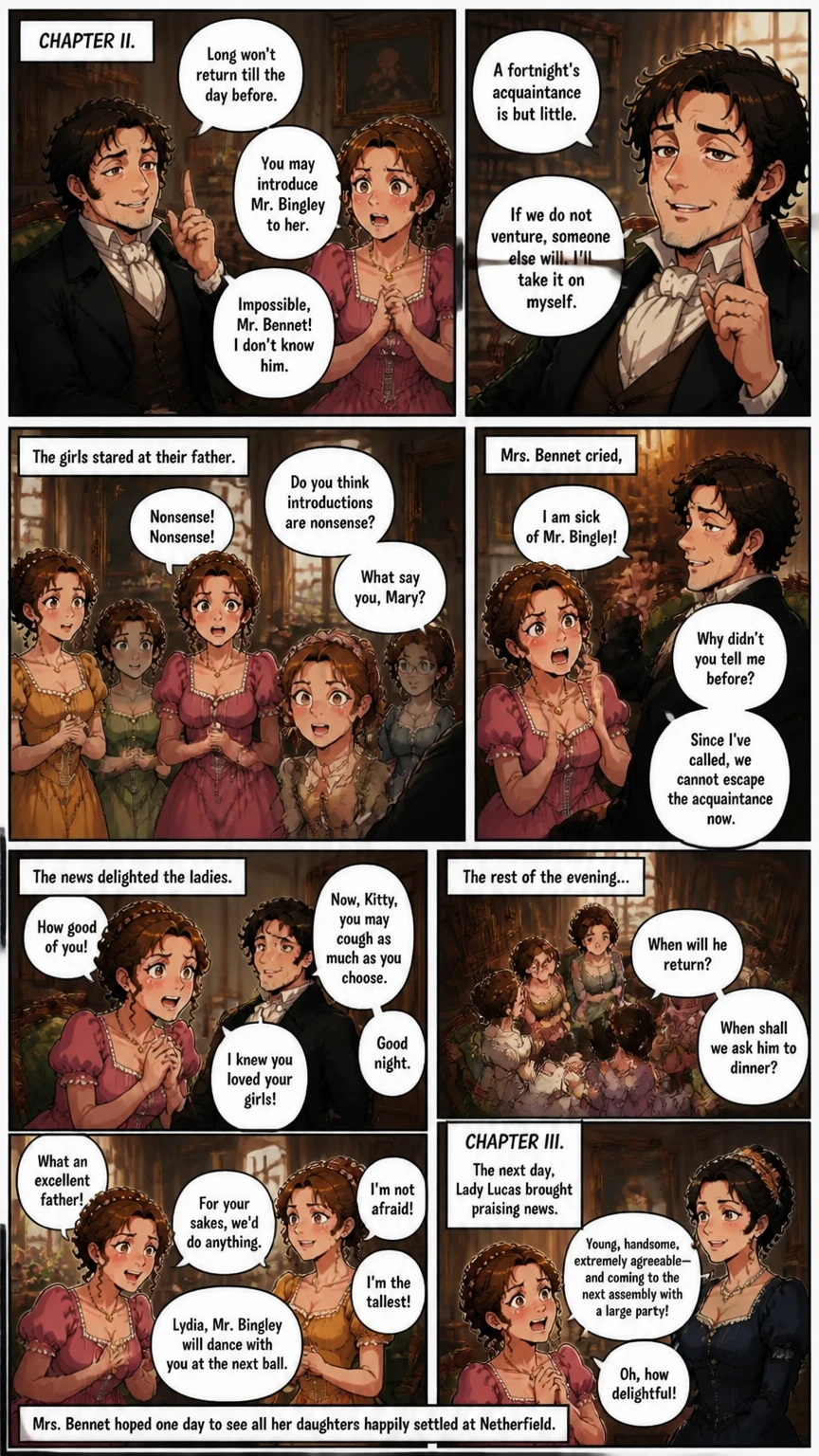 Demo comic page from PRIDE & PREJUDICE